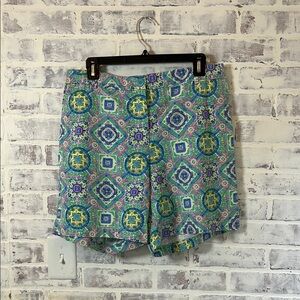 NWOT Talbots The Weekend Chino Shorts Women’s Size 14 Blue Multicolor 7” Coastal